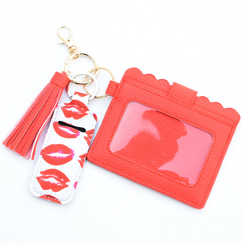 Wholesale Cactus Leopard Print Rose Flower Lipstick Set Card Holder Keychain