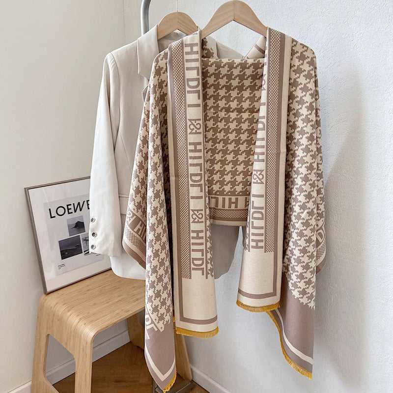 Wholesale Imitation Cashmere Double-sided Geometric Letter Thickened Warm Scarf