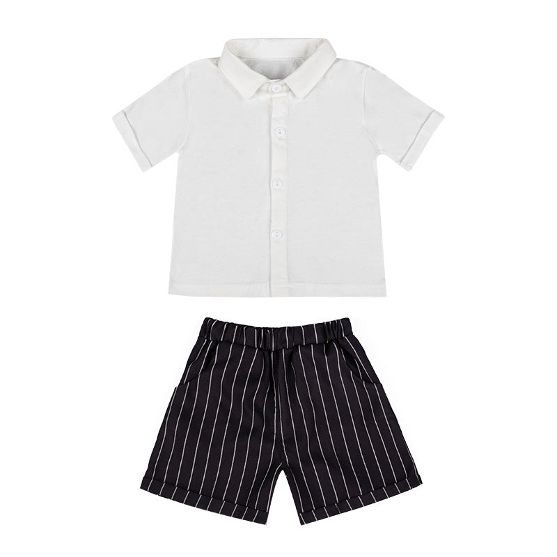 Wholesale Children's Cotton Short Sleeved Shoulder Belt Pants Set