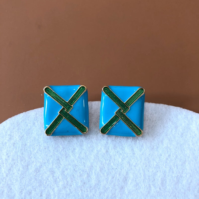 Wholesale Vintage Sky Blue Enamel Alloy Earrings