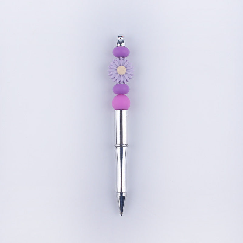 Wholesale Beadable Pens Handmade Daisy Silicone Beaded Ballpoint Pen
