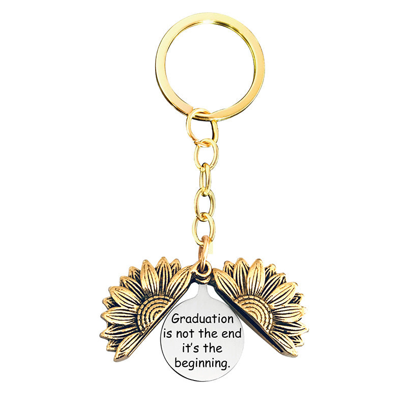 Wholesale Sunflower 2023 Graduation Season Gift Lettering Metal Keychain