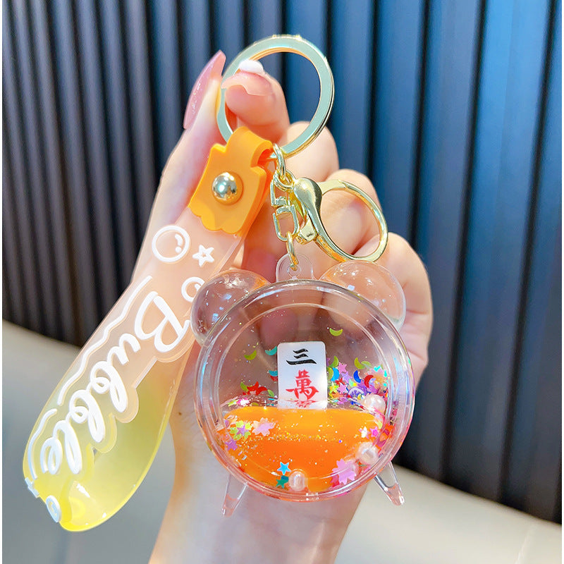 Wholesale Acrylic Into Oil Liquid Milk Tea Cup Mahjong Keychain