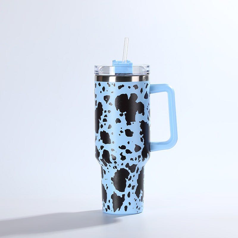 Wholesale Tumbler Ice Bullies Cup  Cow Pattern Thermos Cup Straw Cup 40OZ Car Cup Ice Cup