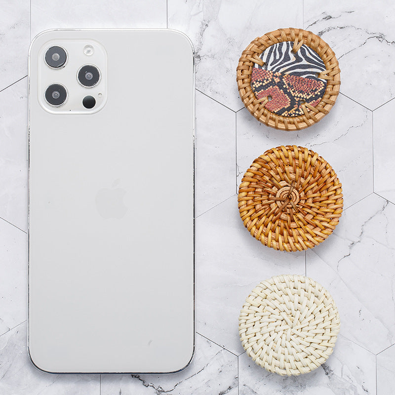 Wholesale Natural Rattan Woven Mobile Phone Holders