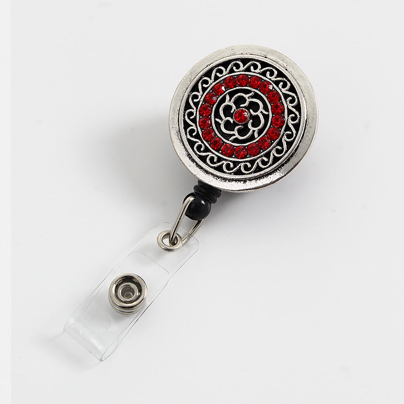 Wholesale Retro Hollow Flower Diamond Retractable Alloy Keychain