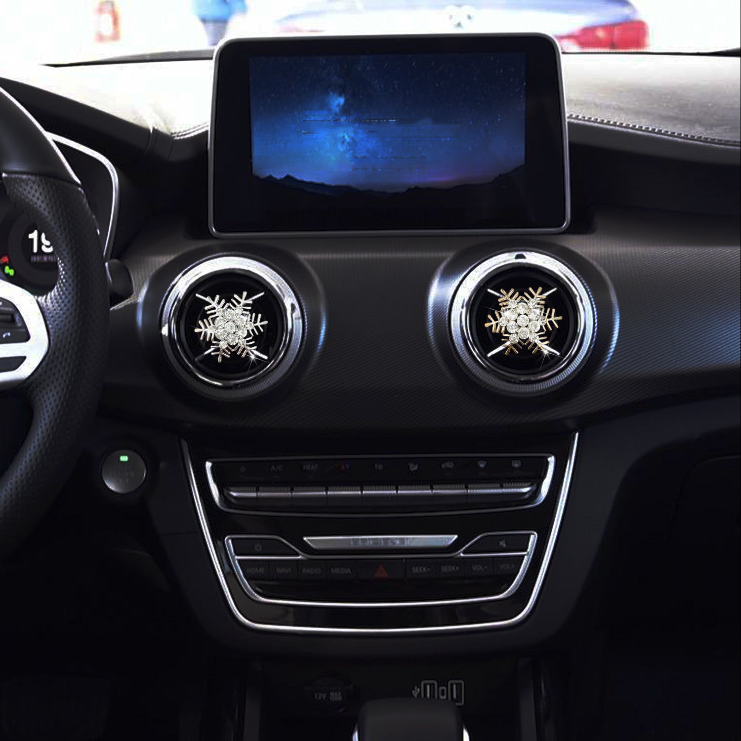 Clip al por mayor de la decoración del perfume del coche del copo de nieve del metal del Rhinestone