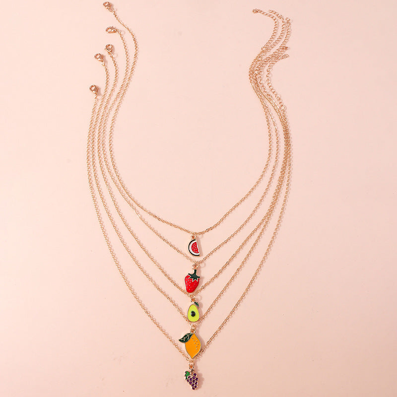 Wholesale Alloy Fruit Pendant Necklace