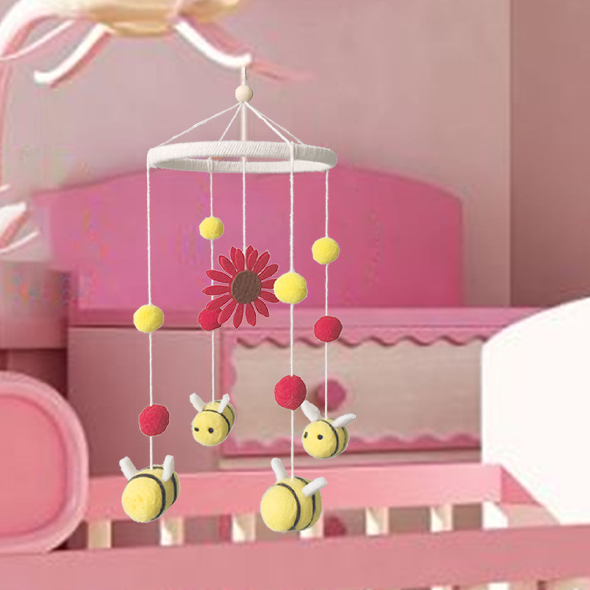 Wholesale Wool Felt Sunflower Bee Wind Chime Wall Hanging