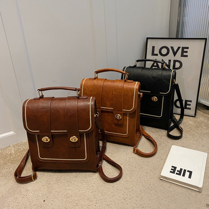 Wholesale Autumn and Winter Retro Pu Large Capacity Backpack