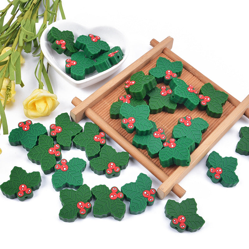 Cuentas de silicona de bebé de Navidad de Navidad verde al por mayor