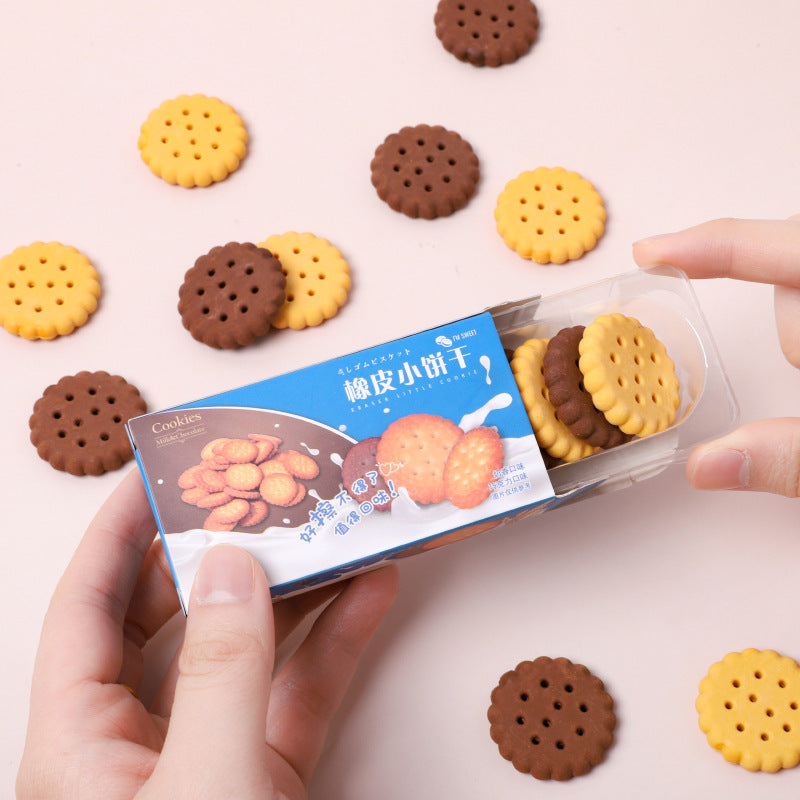 Wholesale Rubber 6pcs Cute Imitation Biscuit Eraser