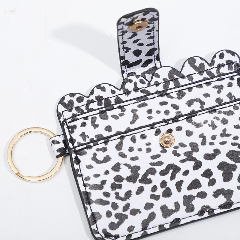 Llavero de tallador de cartas de girasol leopardo de cuero al por mayor