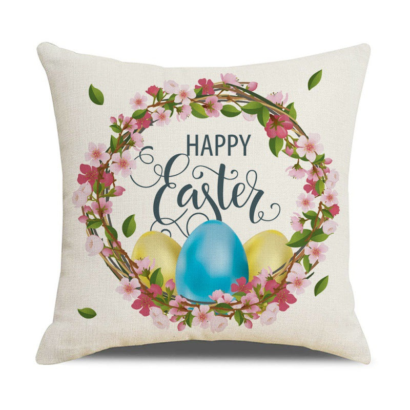 Wholesale Polyester Cartoon Easter Bunny Series Throw Pillowcase