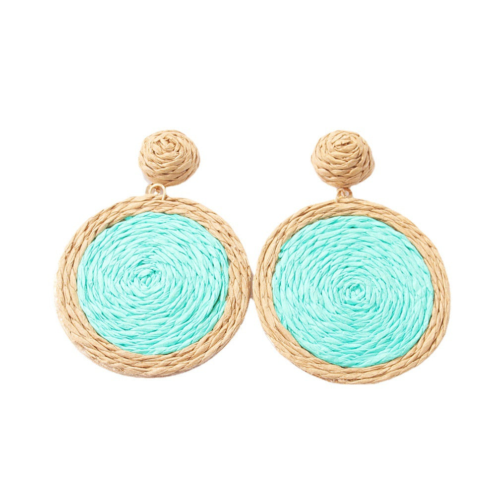 Wholesale Vintage Hand Made Straw Rope Earrings