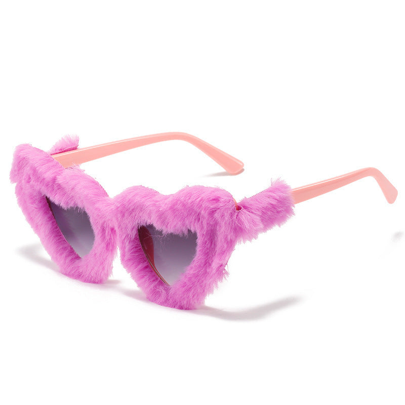 Wholesale PC Christmas Plush Heart Sunglasses