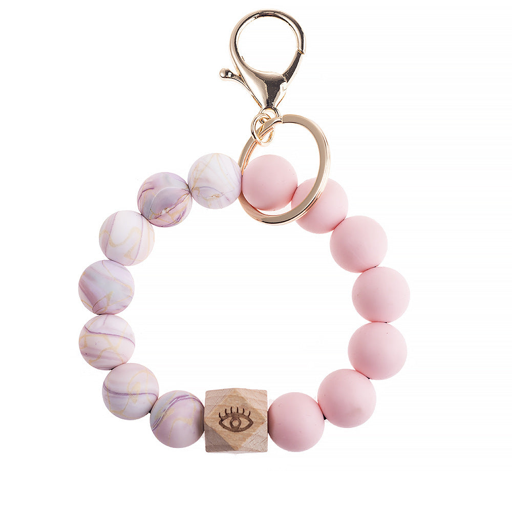 Wholesale Camouflage Silicone Beaded Wrist Keychains