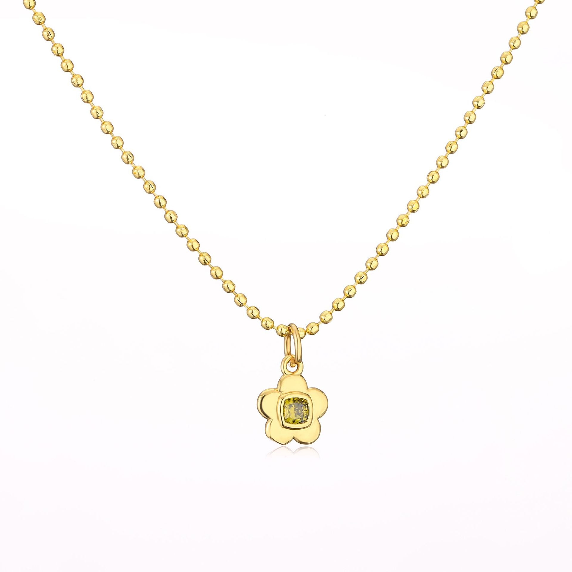 Wholesale Brass Plated 18K Gold Zircon Small Flower Creative Necklace