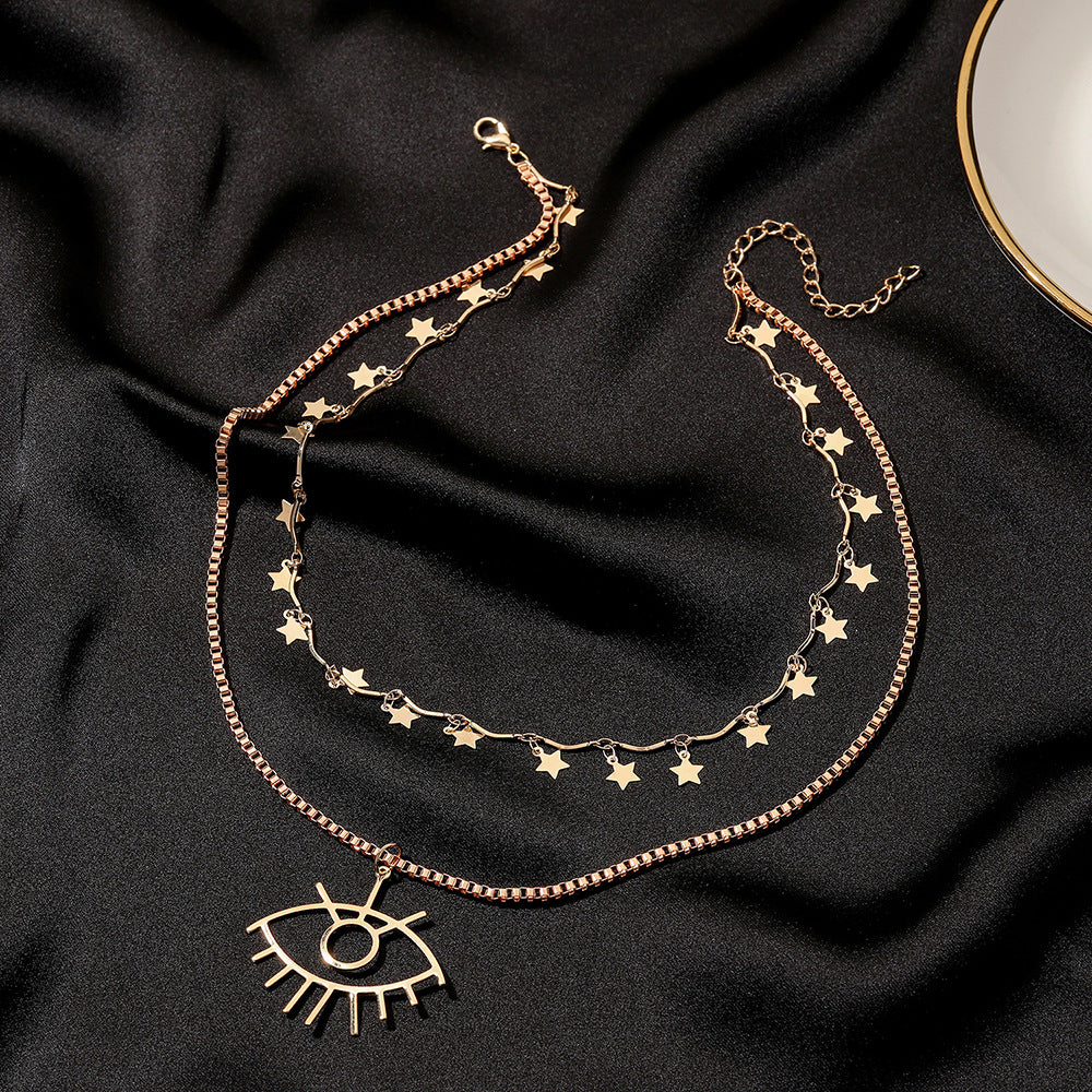 Wholesale Alloy Zhang Double Layer Devil Eye Necklace