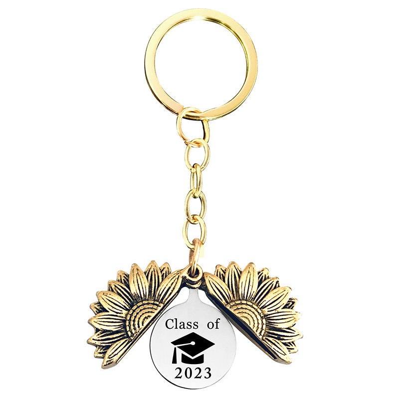 Wholesale Sunflower 2023 Graduation Season Gift Lettering Metal Keychain