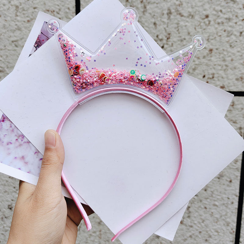 Venta al por mayor Quicksand Crown Kids PVC Lentejuelas Diademas