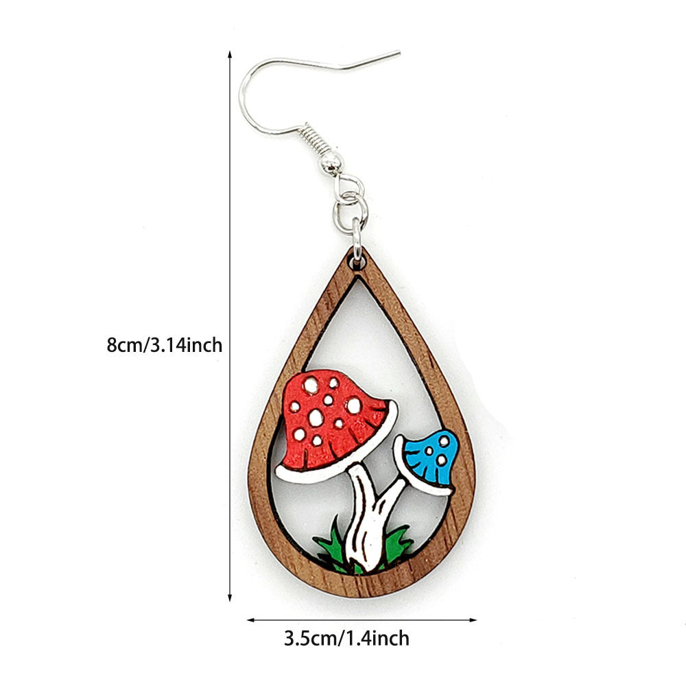 Venta al por mayor Lindos Aretes De Madera De Seta De Gota De Agua