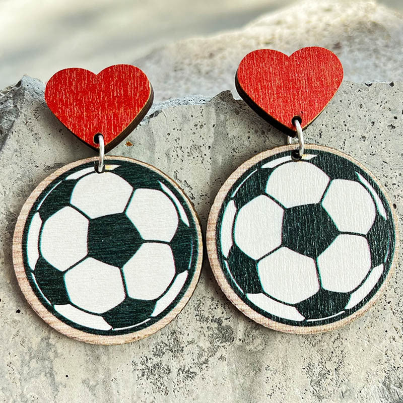 Wholesale 2 Pairs/Pack Mother's Day Ball Heart Wooden Earrings