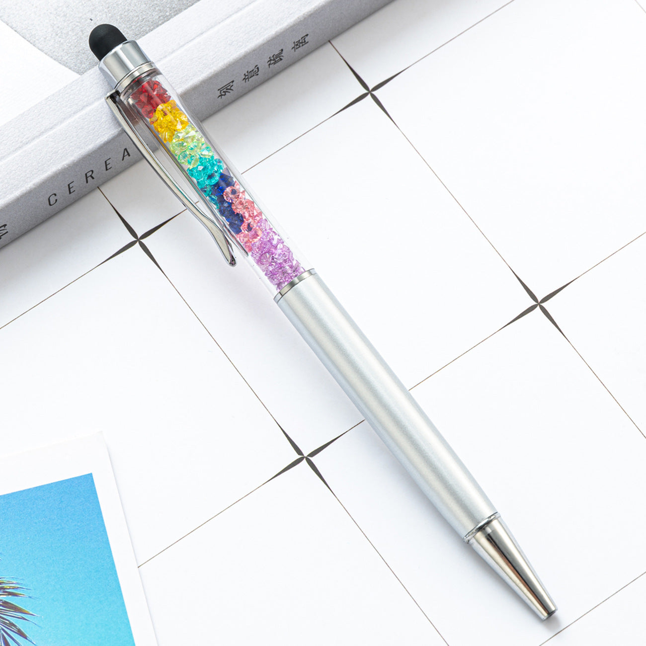 Bolígrafo capacitivo de la pantalla táctil de diamante de color de cristal de metal al por mayor