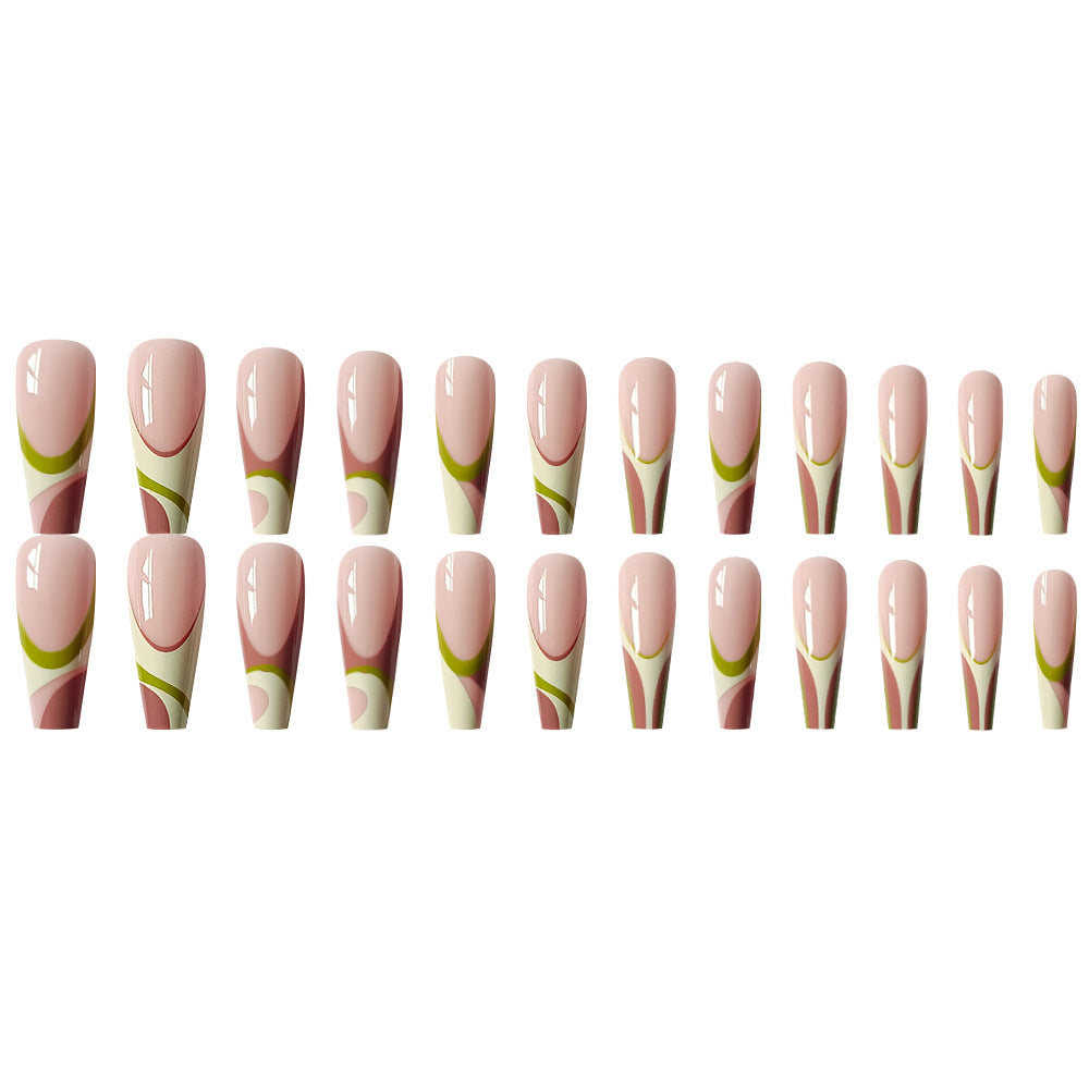 Mezcla de plástico multicolor al por mayor y realce de uñas ultra largo a rayas a juego