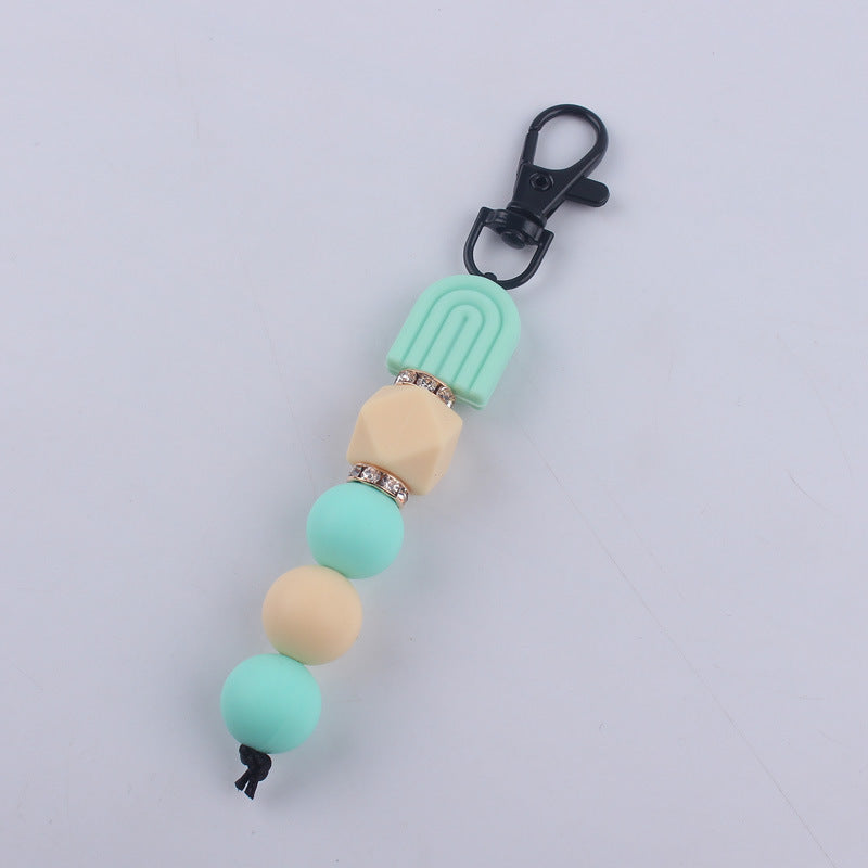 Llavero con cuentas de silicona arcoiris al por mayor