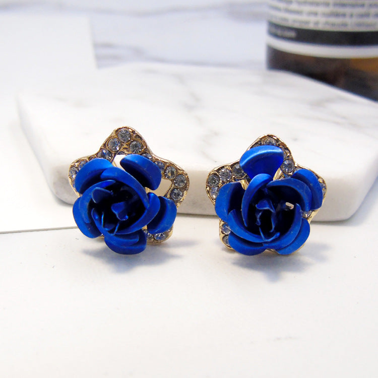 Wholesale Pentagram Inlaid Rose Alloy Earrings