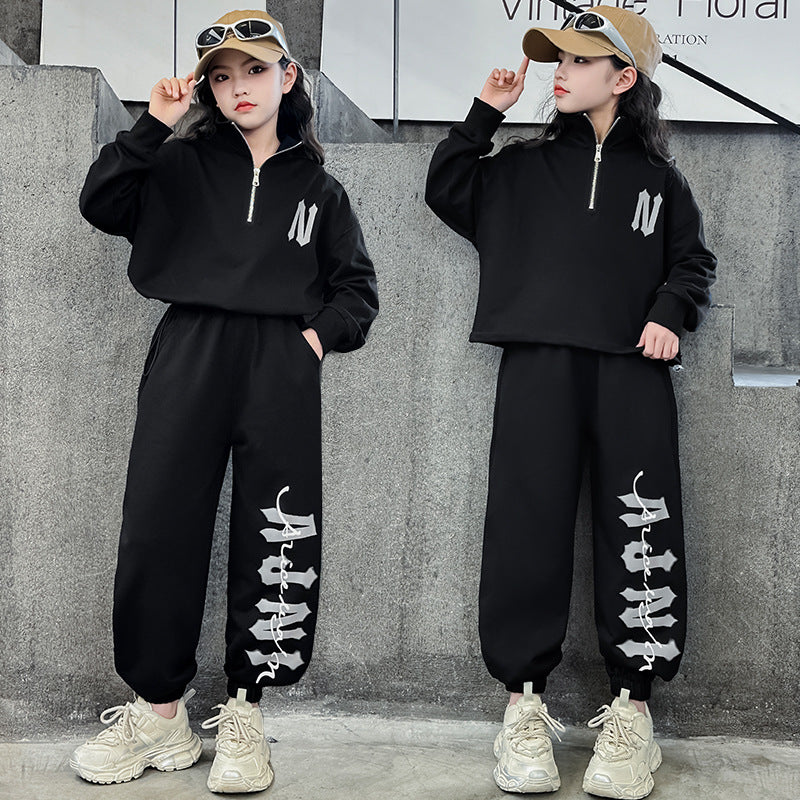Wholesale Cotton Children's Loose Fitting Hoodie Two-piece Set