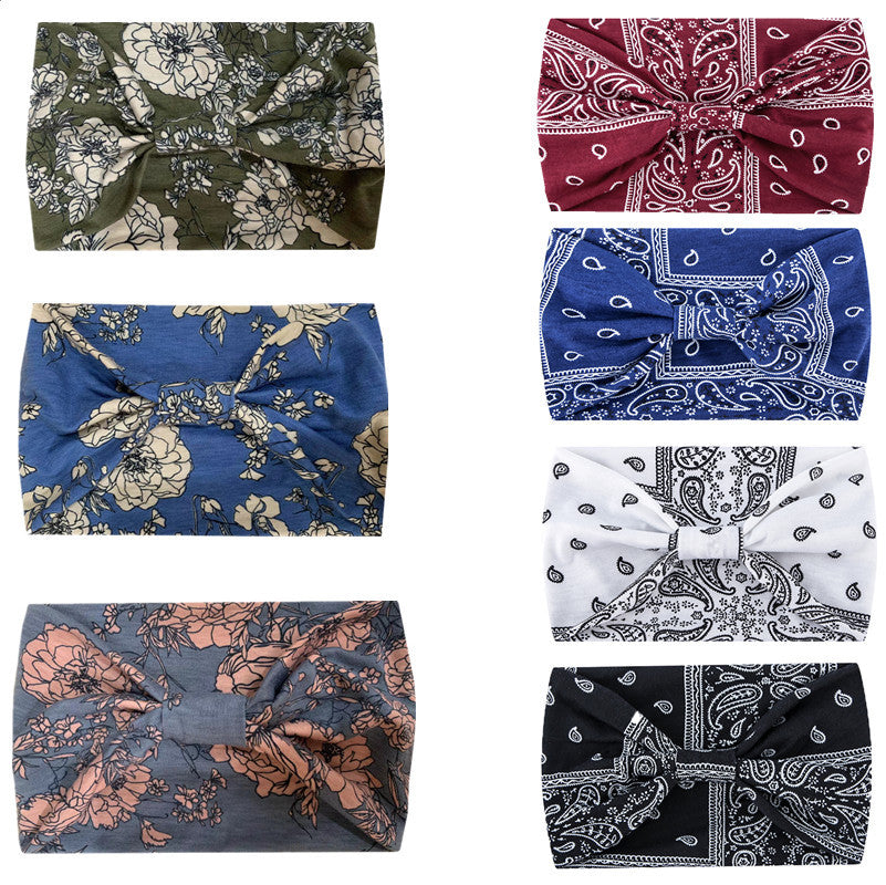 Wholesale Bohemian Print Solid Color Fabric Headband