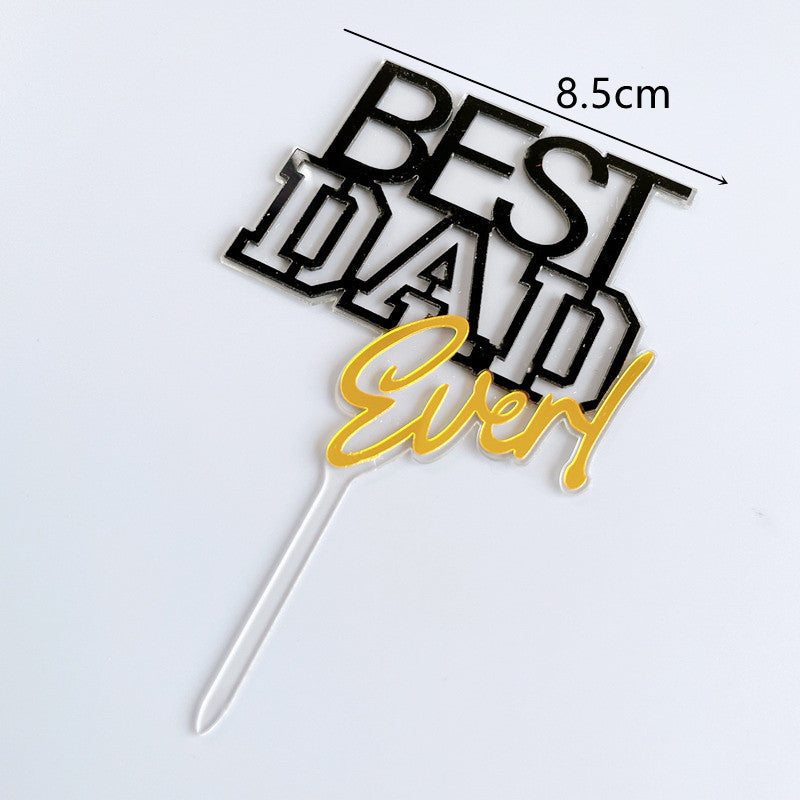 Wholesale 10PCS/PACK Father's Day Happy Acrylic Cake Card Decoration