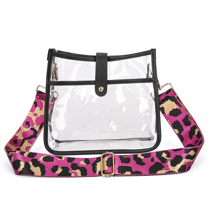 Wholesale Pvc Leopard Shoulder Strap Candy Color Transparent Small Square Bag