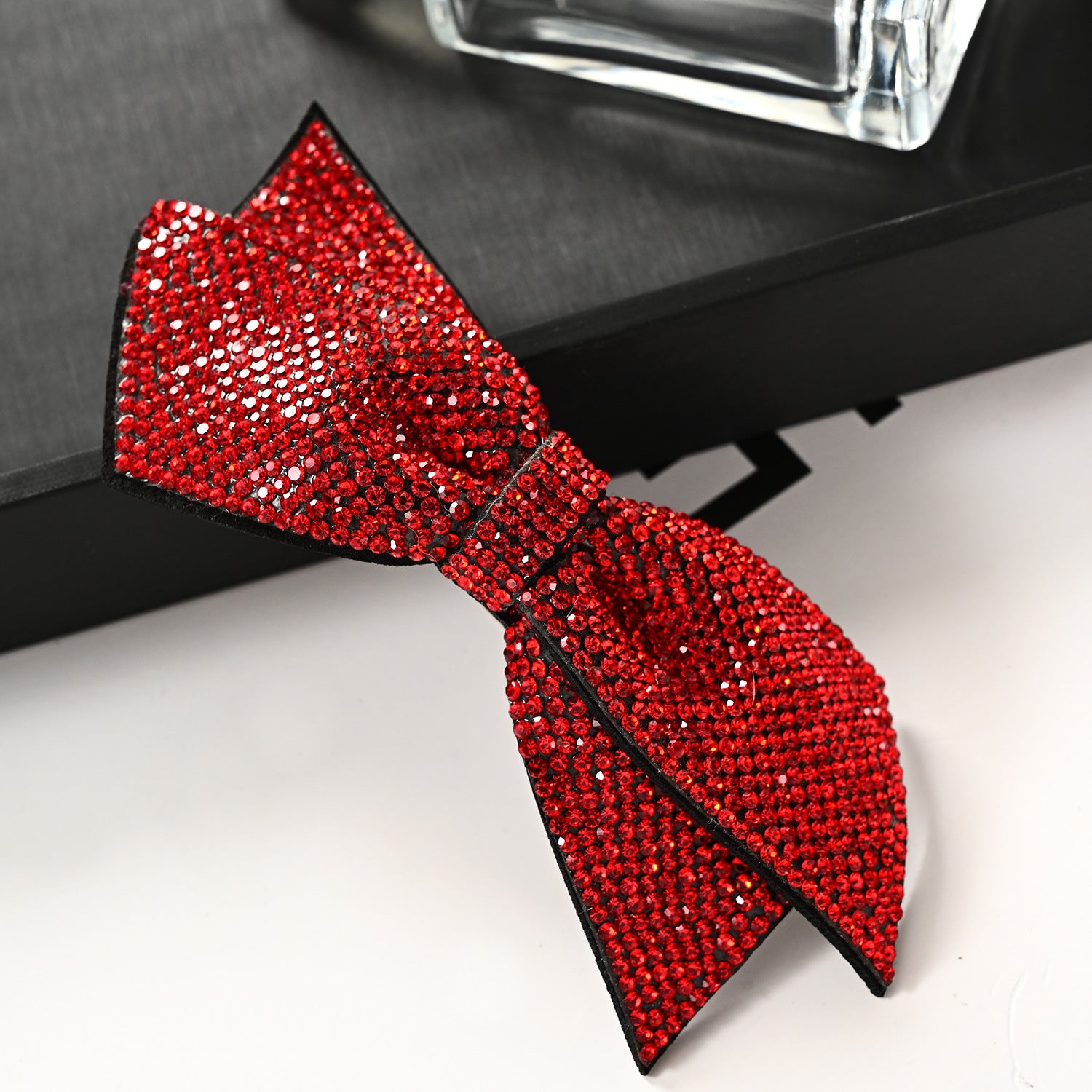 Wholesale 2023 Red Full Diamond Bow Spring Clip Hairpin