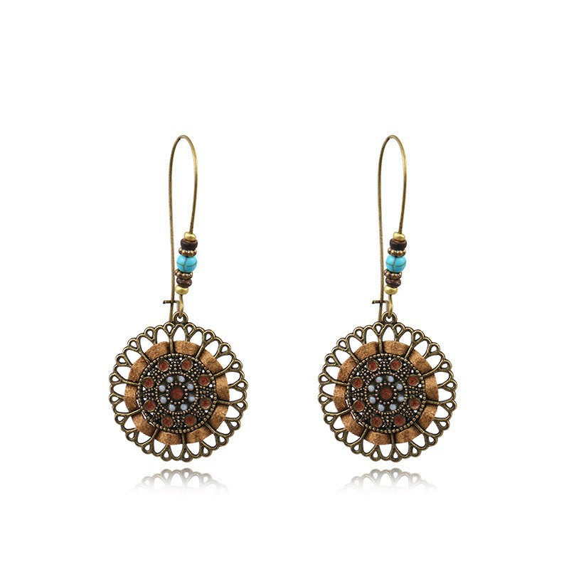 Wholesale Round Hollow Bohemian Alloy Earrings