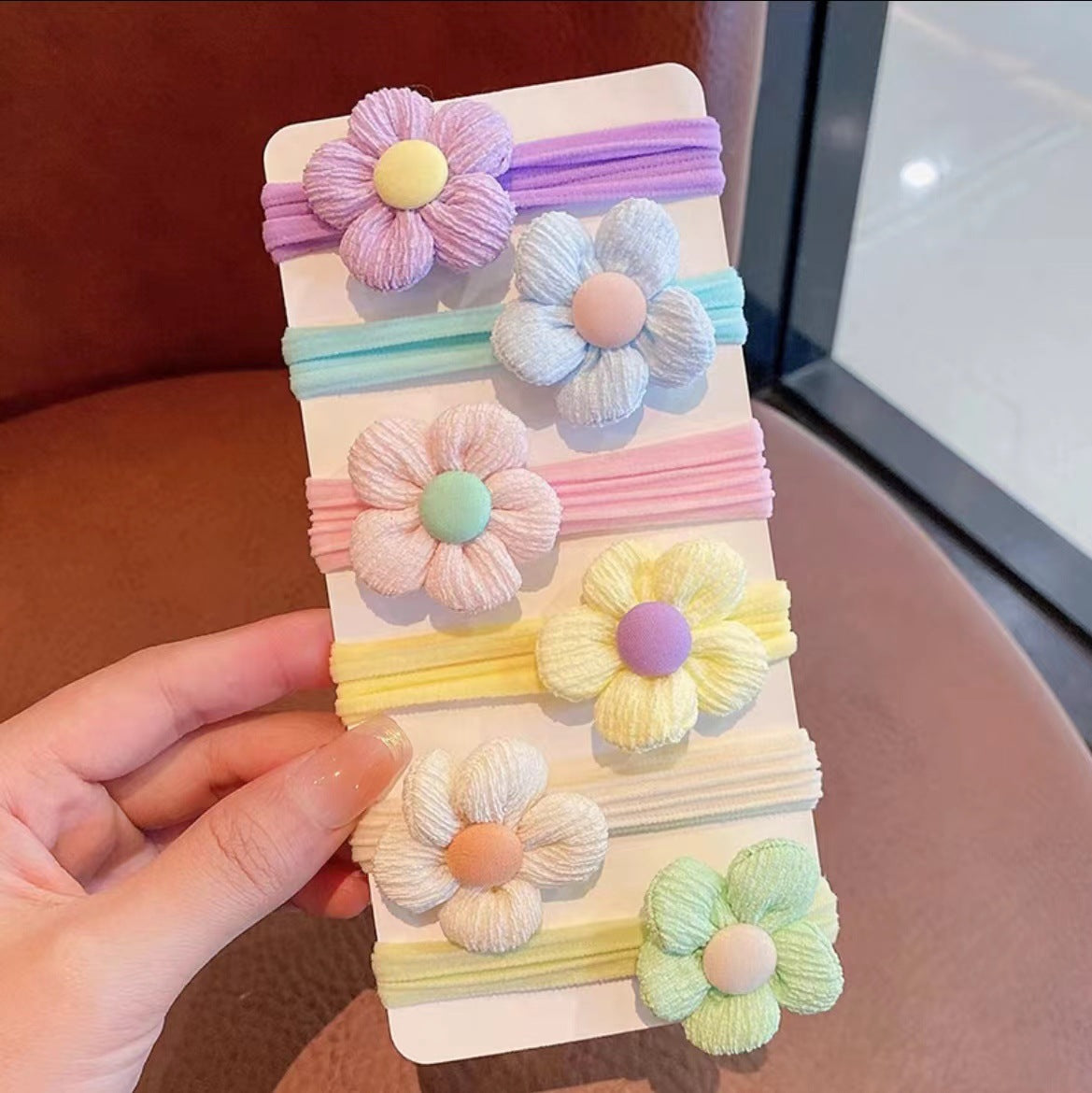 Wholesale Kids Bow Knot Flower Cloth Hair Scrunchies 6pcs/Set