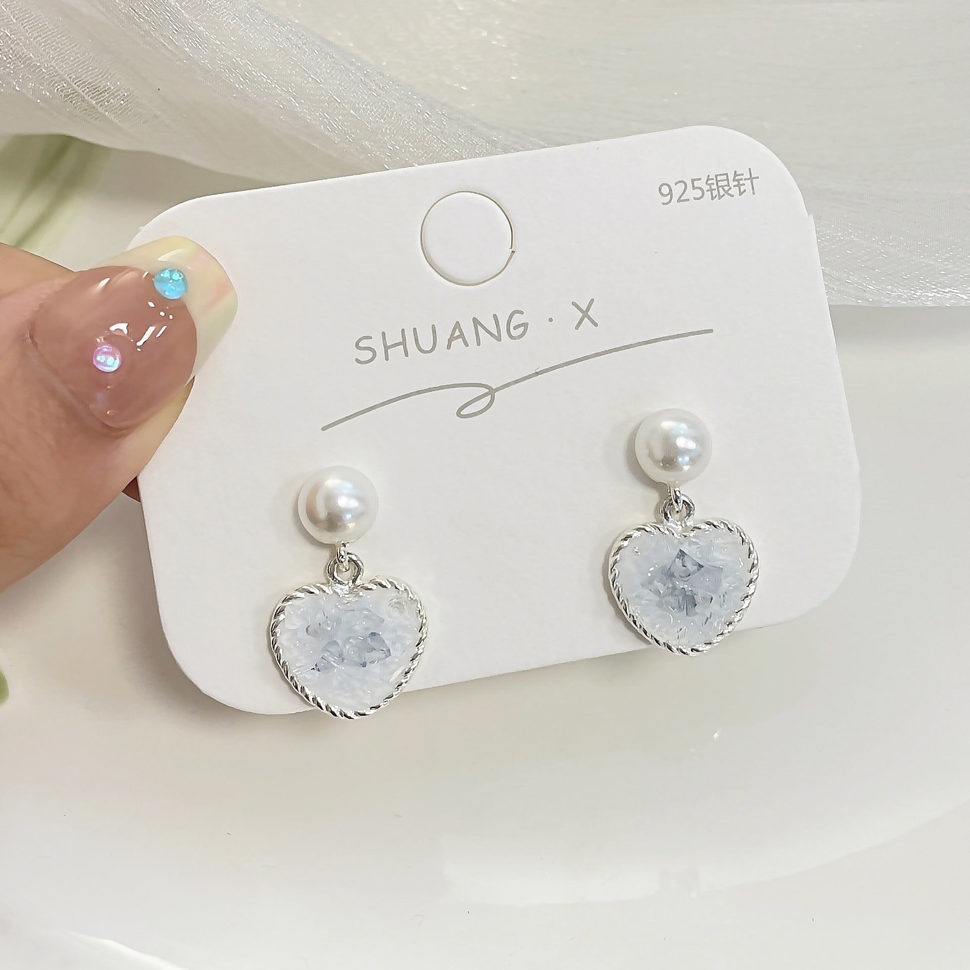 Wholesale Blue Crystal Flower Butterfly Alloy Earrings