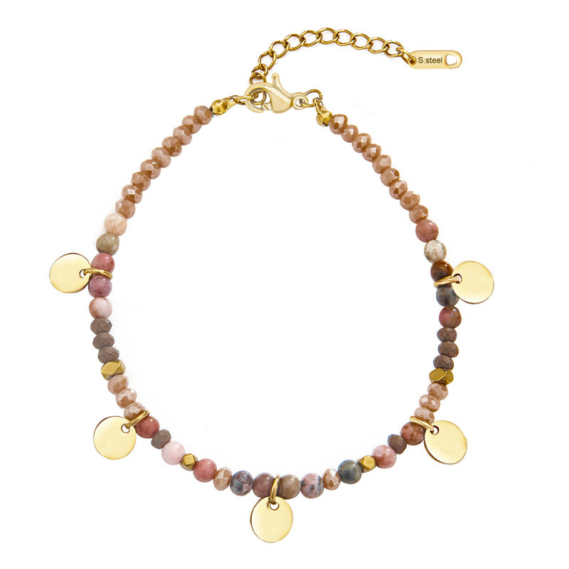 Wholesale Handmade Bead-hanging Delicate Round Titanium Steel Bracelets