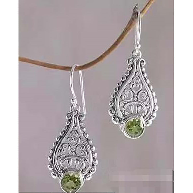 Wholesale Statemente Green Turquoise Metal Earrings