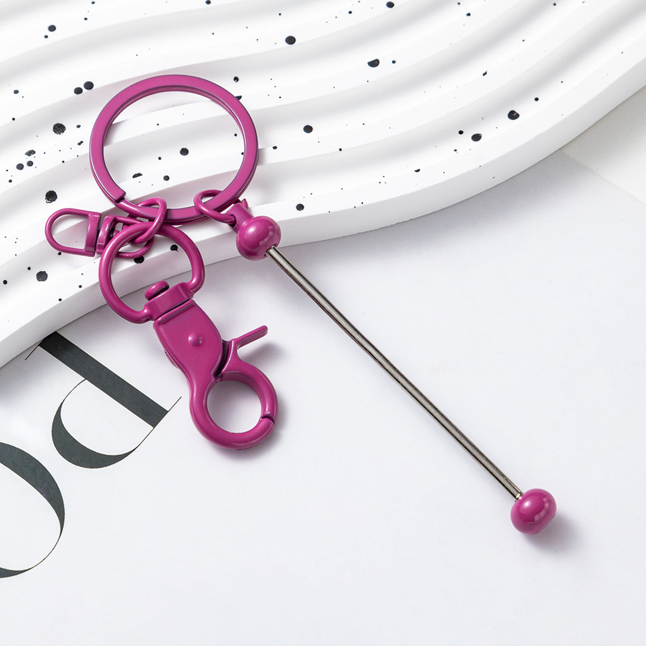 Wholesale Beadable Bar Keychains Handmade Metal Solid Color Keychain