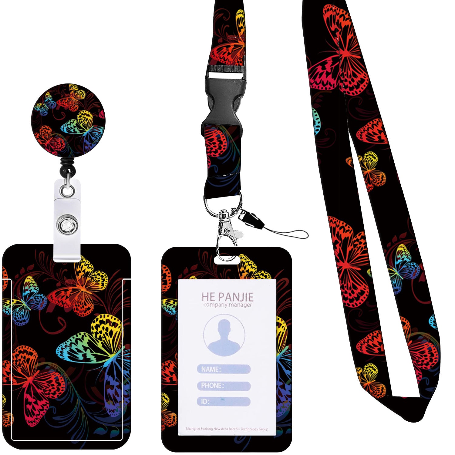 Wholesale Badge Reels Floral Cactus Leopard Starry Sky Butterfly Colorful Card Holder ABS Retractable Keychains