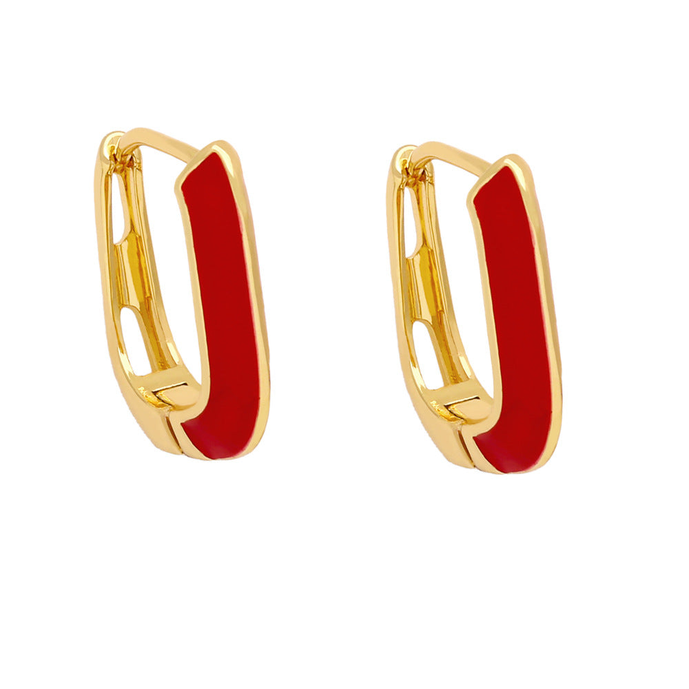 Wholesale Oil Drip U Shape Vintage Copper Earrings