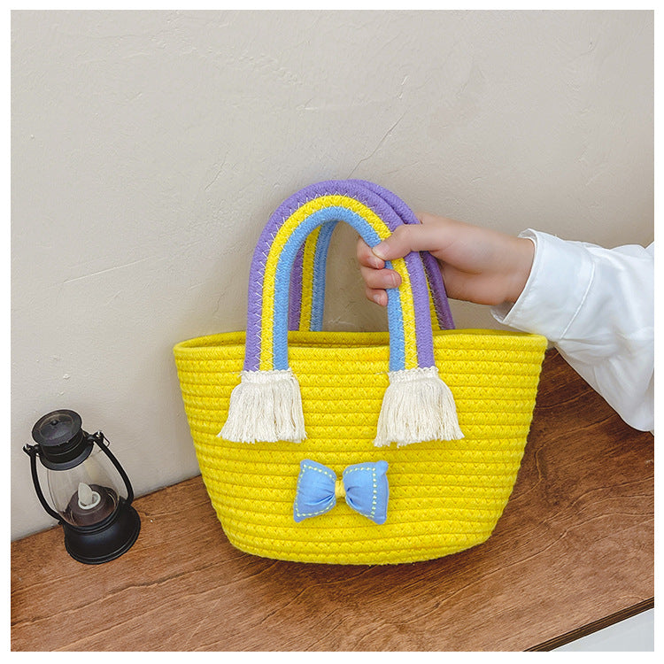 Bolso al por mayor de la playa del arco iris tejido cuerda del algodón del PDA