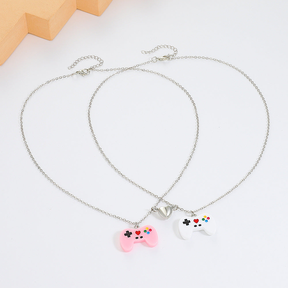 Wholesale Resin Creative Game Machine Handle Magnetic Attraction Pendant Necklace