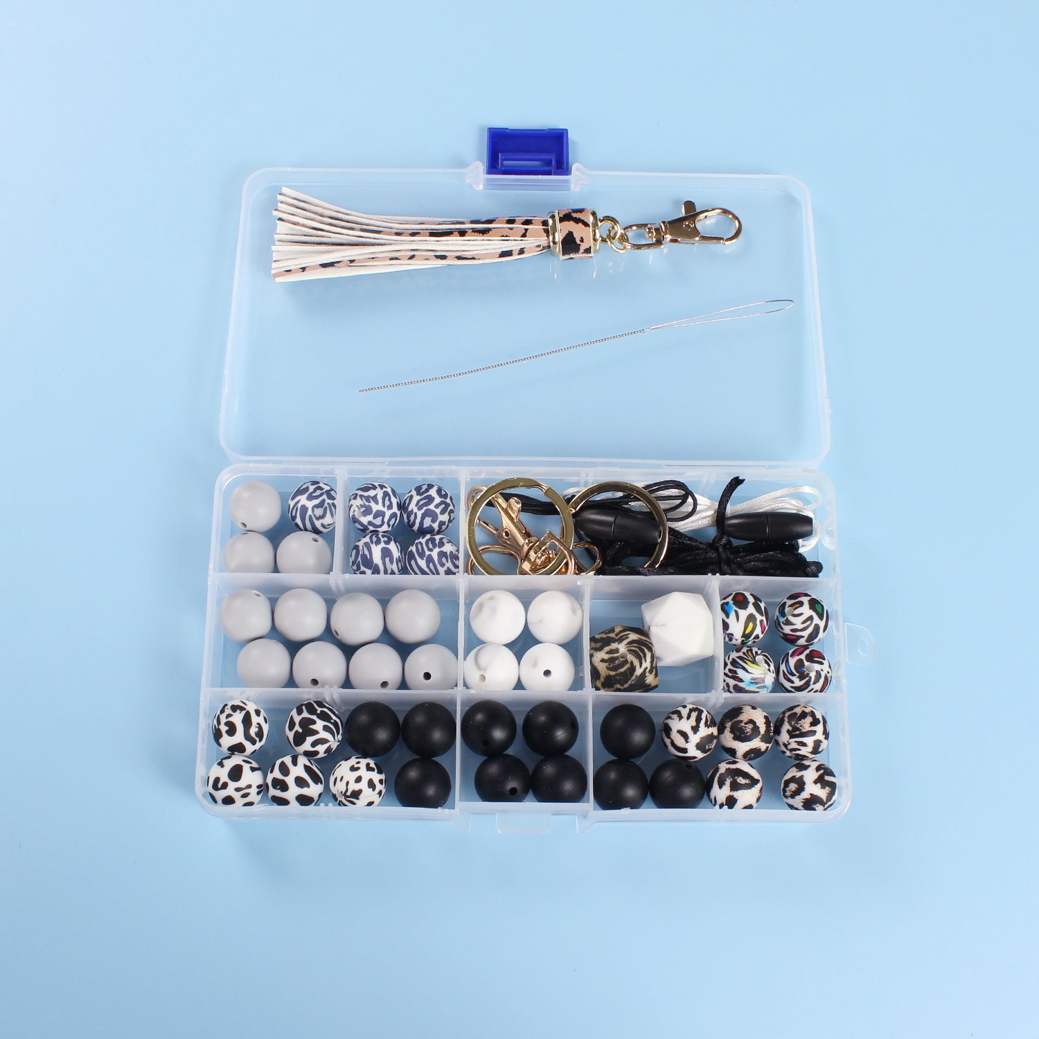 Venta al por mayor de cuentas de silicona DIY llavero de muñeca 15 rejillas