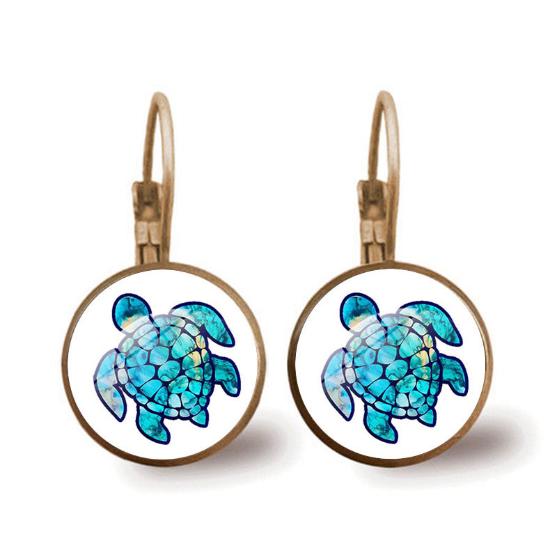 Wholesale Colored Sea Turtle Alloy Earrings