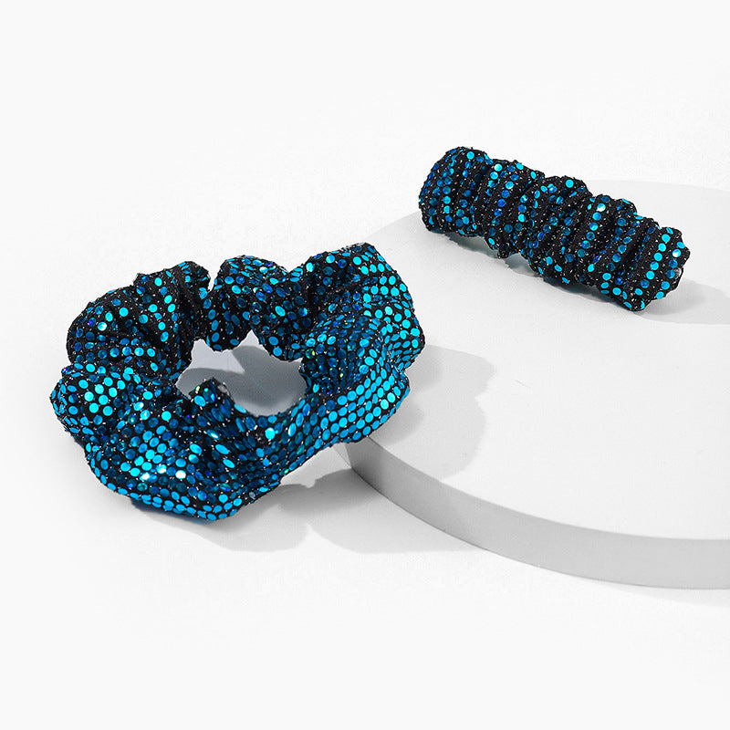 Wholesale Sequin Fabric Hair Scrunchies Hair Clips Set