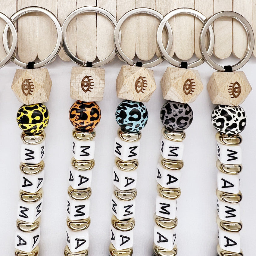 Mala Mamá Día de la Madre Leopardo Bead Bead Keychain